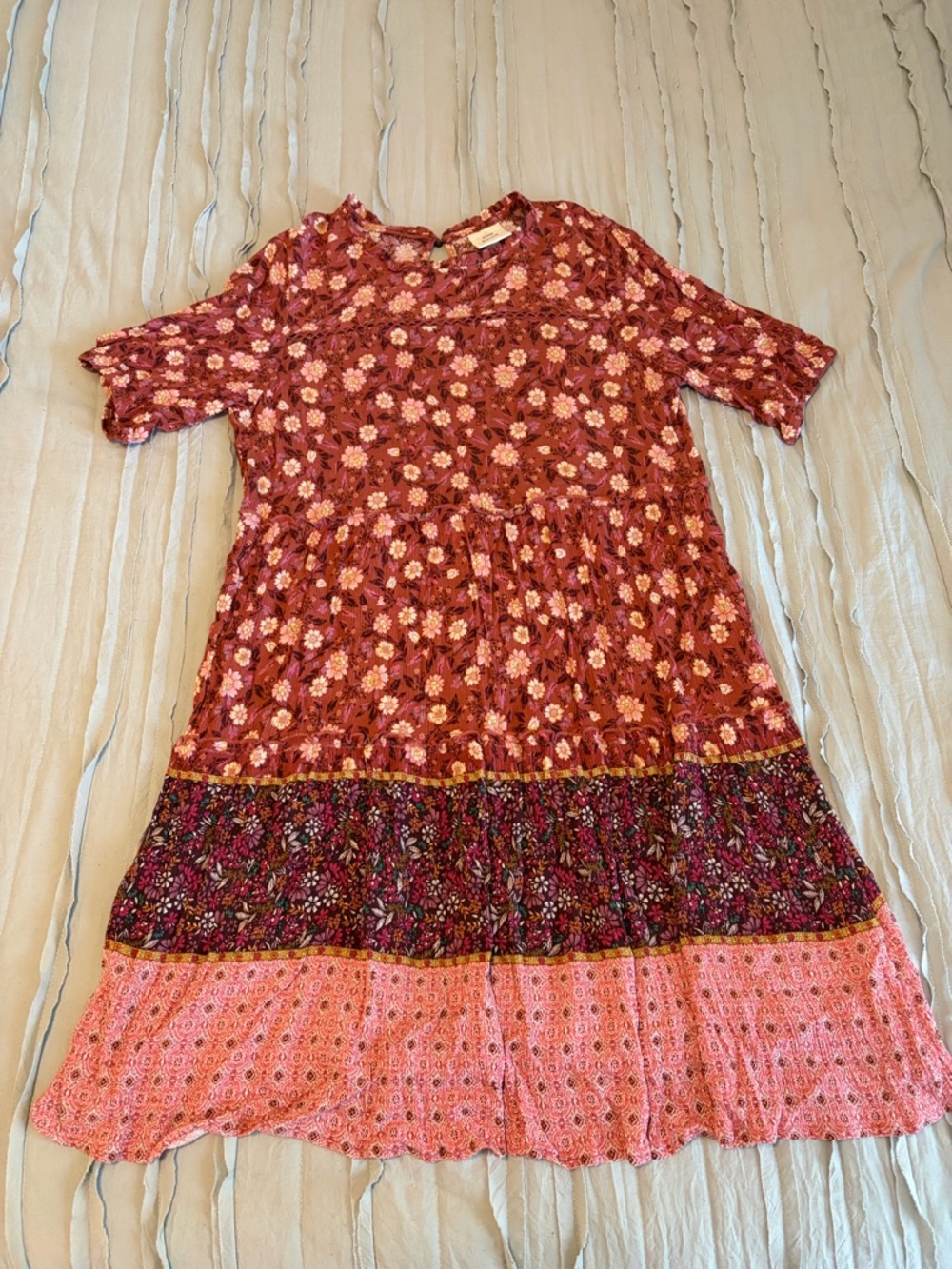 Knox Rose Floral Boho Tiered Dress | Size L